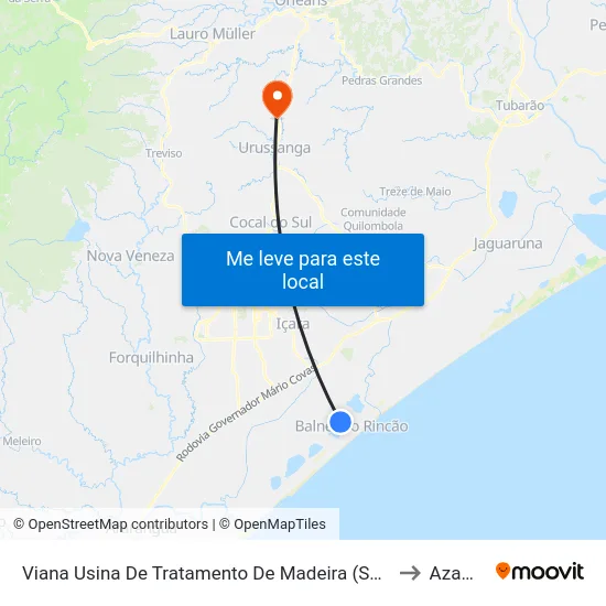 Viana Usina De Tratamento De Madeira (Sentido Içara/Criciúma) to Azambuja map