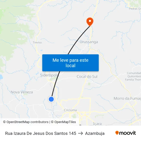 Rua Izaura De Jesus Dos Santos 145 to Azambuja map