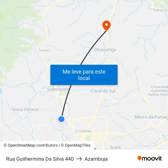 Rua Guilhermina Da Silva 440 to Azambuja map