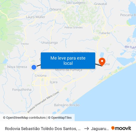 Rodovia Sebastião Tolêdo Dos Santos, 5438 to Jaguaruna map