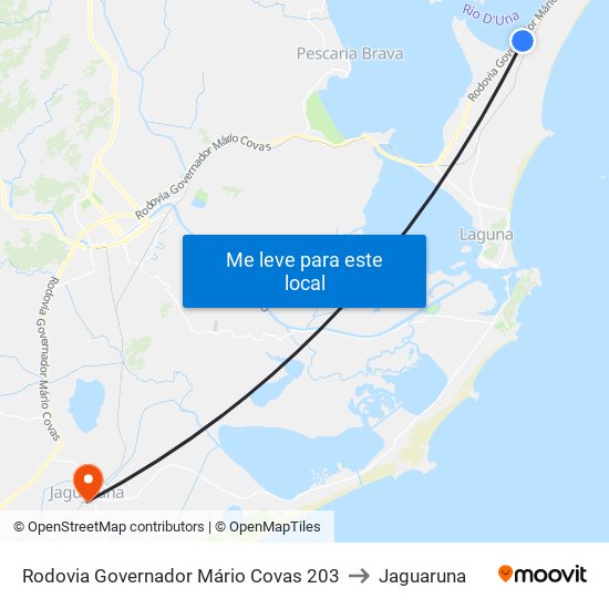 Rodovia Governador Mário Covas 203 to Jaguaruna map