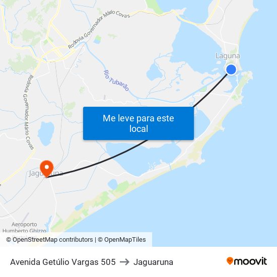Avenida Getúlio Vargas 505 to Jaguaruna map
