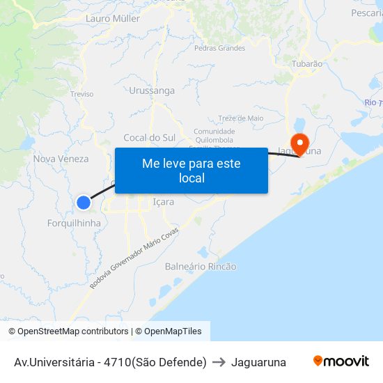 Av.Universitária - 4710(São Defende) to Jaguaruna map