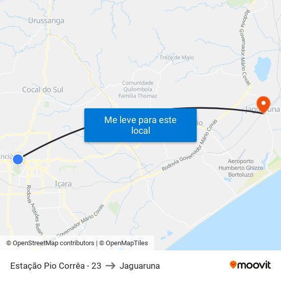 Estação Pio Corrêa - 23 to Jaguaruna map