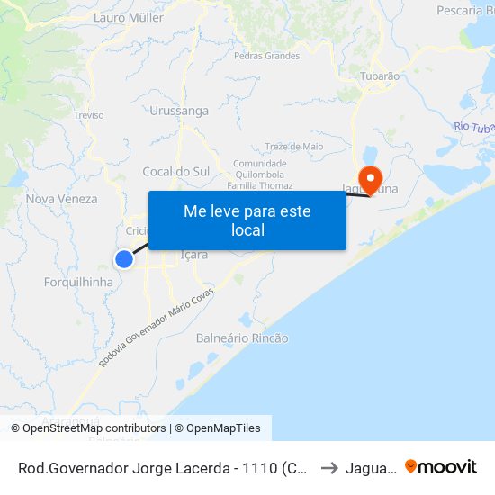 Rod.Governador Jorge Lacerda - 1110 (Confecções Deluca) to Jaguaruna map