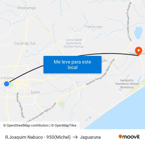 R.Joaquim Nabuco - 950(Michel) to Jaguaruna map
