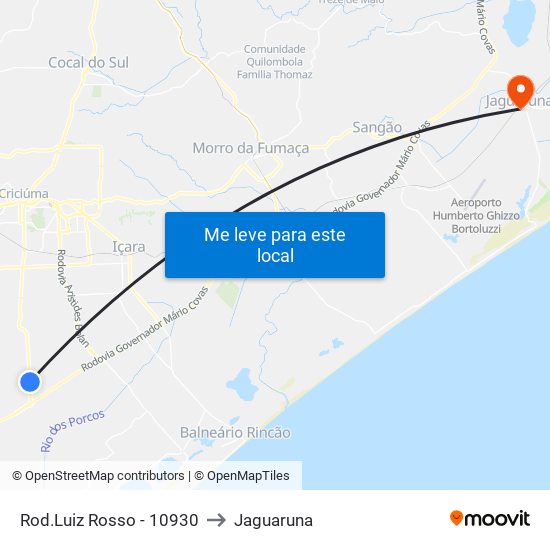 Rod.Luiz Rosso - 10930 to Jaguaruna map