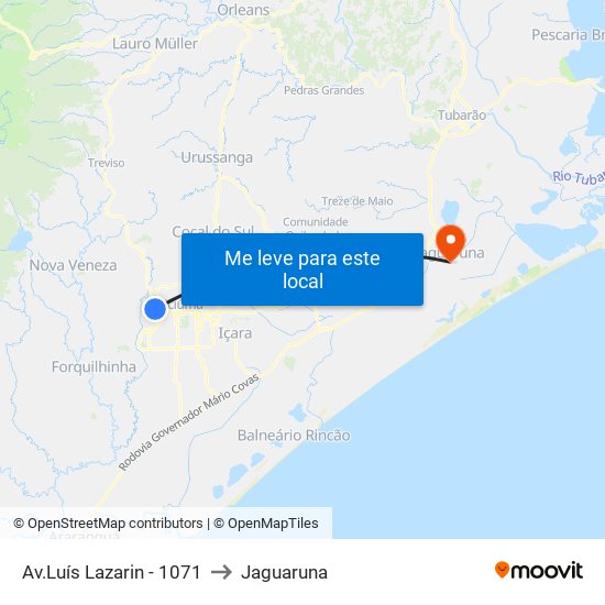 Av.Luís Lazarin - 1071 to Jaguaruna map