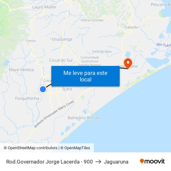 Rod.Governador Jorge Lacerda - 900 to Jaguaruna map