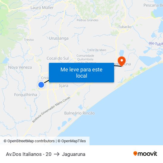 Av.Dos Italianos - 20 to Jaguaruna map