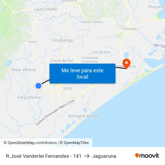R.José Vanderlei Fernandes - 141 to Jaguaruna map
