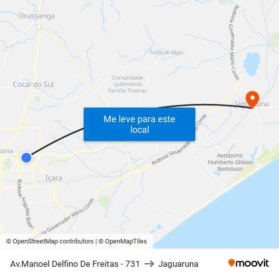 Av.Manoel Delfino De Freitas - 731 to Jaguaruna map