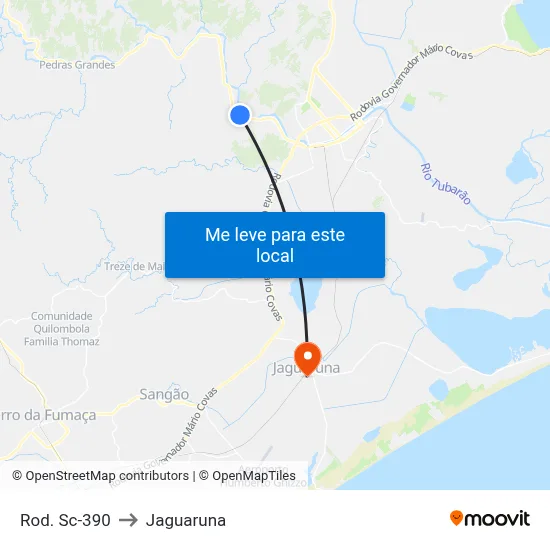 Rod. Sc-390 to Jaguaruna map