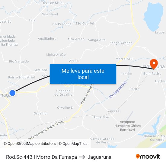 Rod.Sc-443 | Morro Da Fumaça to Jaguaruna map