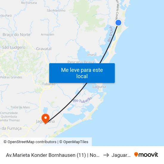 Av.Marieta Konder Bornhausen (11) | Nova Brasília to Jaguaruna map
