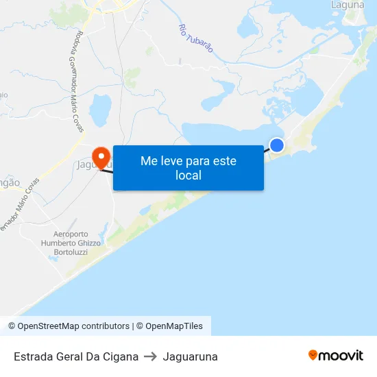 Estrada Geral Da Cigana to Jaguaruna map