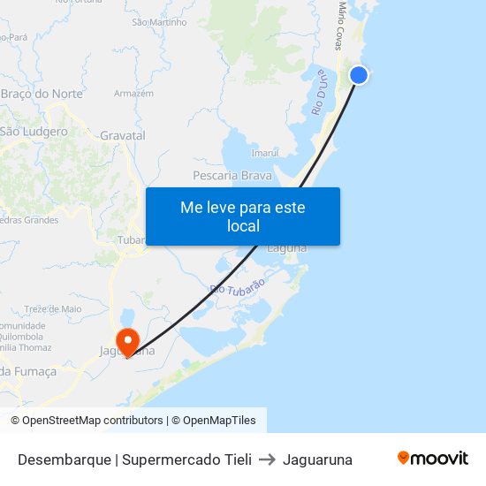 Desembarque | Supermercado Tieli to Jaguaruna map