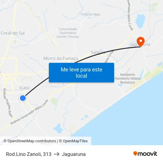 Rod.Lino Zanoli, 313 to Jaguaruna map