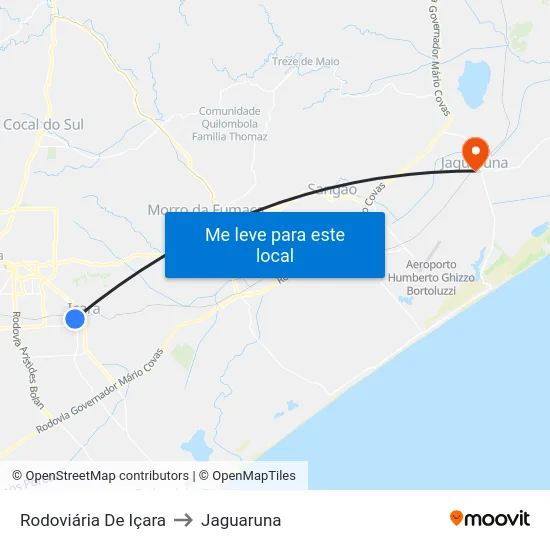 Rodoviária De Içara to Jaguaruna map
