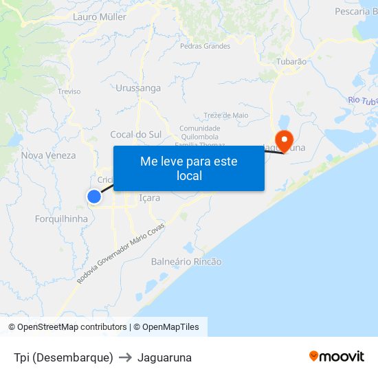 Tpi (Desembarque) to Jaguaruna map