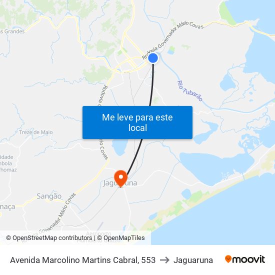 Avenida Marcolino Martins Cabral, 553 to Jaguaruna map