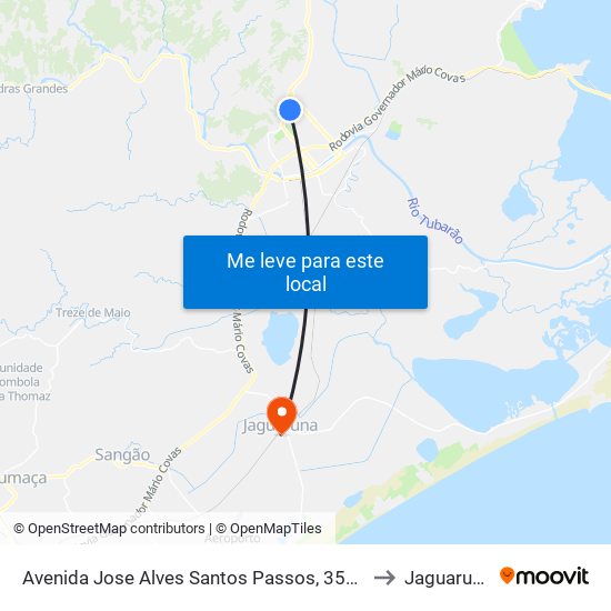 Avenida Jose Alves Santos Passos, 3537 to Jaguaruna map