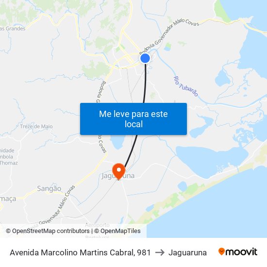 Avenida Marcolino Martins Cabral, 981 to Jaguaruna map