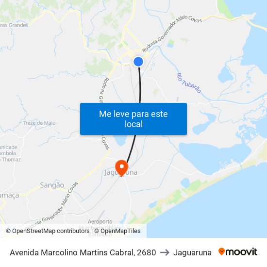 Avenida Marcolino Martins Cabral, 2680 to Jaguaruna map
