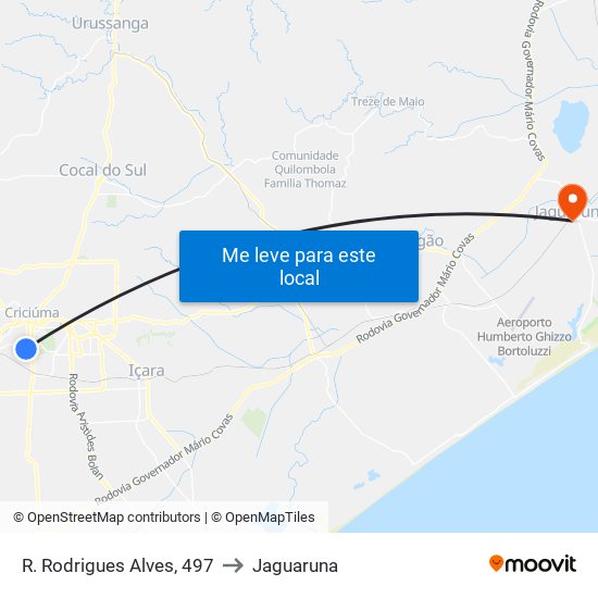 R. Rodrigues Alves, 497 to Jaguaruna map