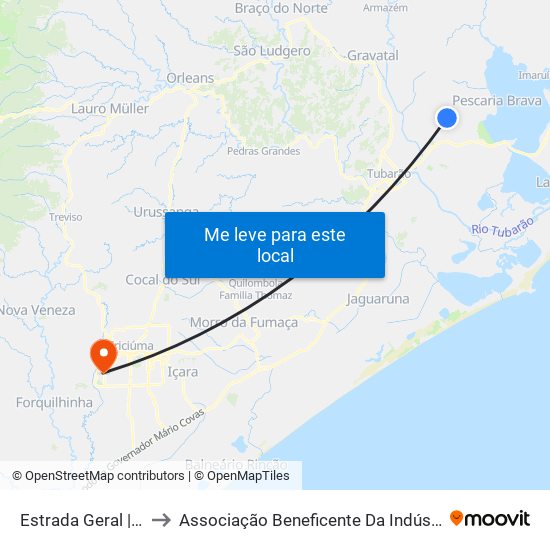 Estrada Geral | Sertão Da Estiva to Associação Beneficente Da Indústria Carbonífera De Santa Catarina map