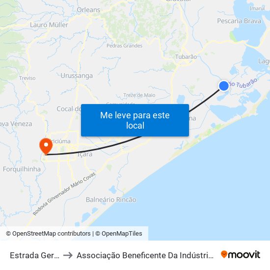 Estrada Geral Da Madre to Associação Beneficente Da Indústria Carbonífera De Santa Catarina map