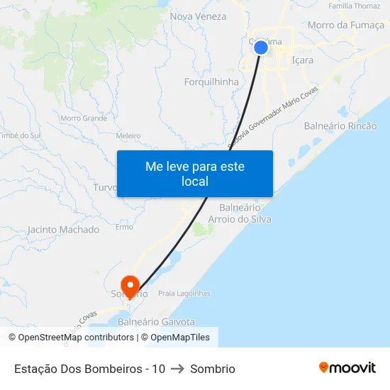 Estação Dos Bombeiros - 10 to Sombrio map