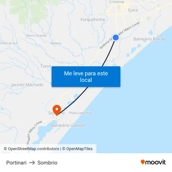 Portinari to Sombrio map