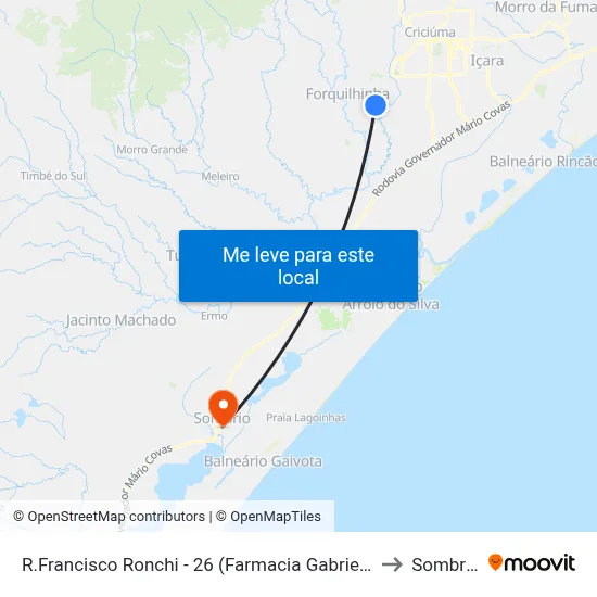 R.Francisco Ronchi - 26 (Farmacia Gabriely) to Sombrio map