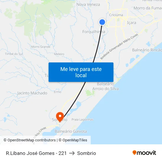 R.Líbano José Gomes - 221 to Sombrio map