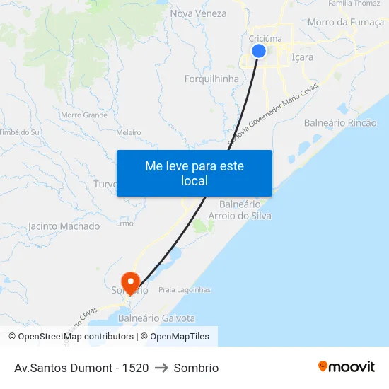 Av.Santos Dumont - 1520 to Sombrio map