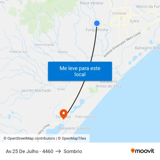 Av.25 De Julho - 4460 to Sombrio map