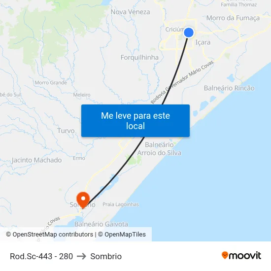 Rod.Sc-443 - 280 to Sombrio map