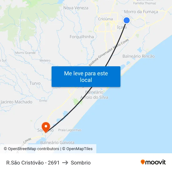 R.São Cristóvão - 2691 to Sombrio map