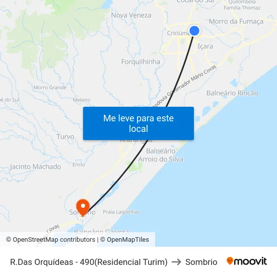 R.Das Orquídeas - 490(Residencial Turim) to Sombrio map