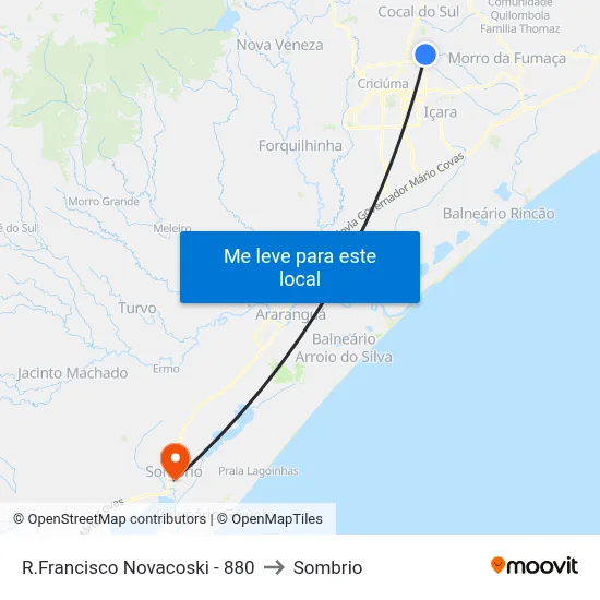 R.Francisco Novacoski - 880 to Sombrio map