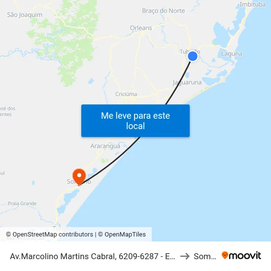 Av.Marcolino Martins Cabral, 6209-6287 - Ed. Minas Center to Sombrio map
