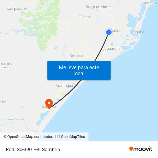Rod. Sc-390 to Sombrio map