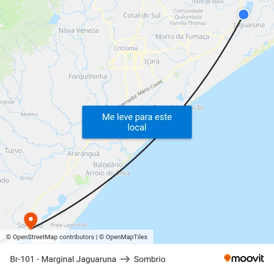 Br-101 - Marginal Jaguaruna to Sombrio map