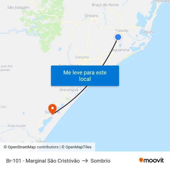 Br-101 - Marginal São Cristóvão to Sombrio map