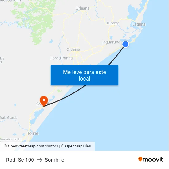 Rod. Sc-100 to Sombrio map