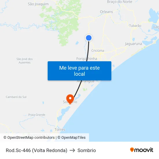 Rod.Sc-446 (Volta Redonda) to Sombrio map