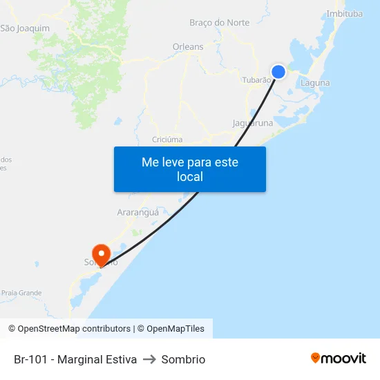 Br-101 - Marginal Estiva to Sombrio map