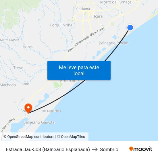 Estrada Jau-508 (Balneario Esplanada) to Sombrio map