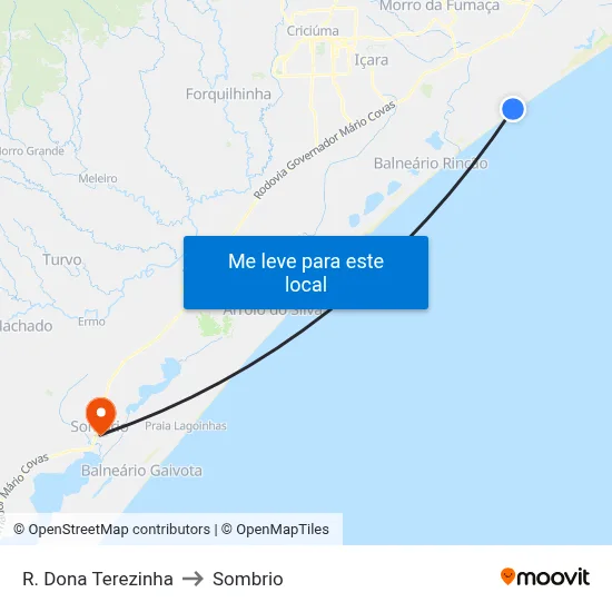R. Dona Terezinha to Sombrio map